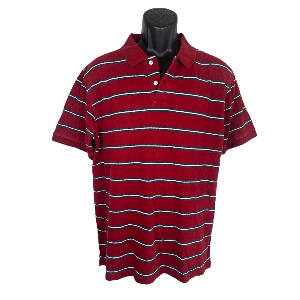 Old Navy Polo Shirt Red White Blue Men's Short Sleeve Vintage Active Shirt Sz L